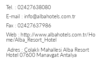 Alba Resort Hotel iletiim bilgileri